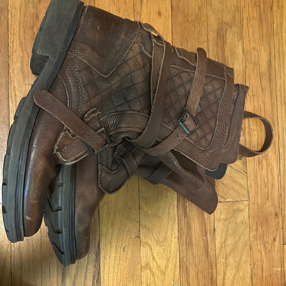 Steve Madden Brown Leather Banddit Utility Boots 8 worn